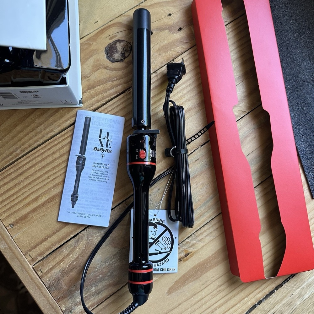 BaByliss Luxe 1 Red Ferrari Curling Wand Smooth Titanium Ceramic Coated Barrel - Picture 5 of 13